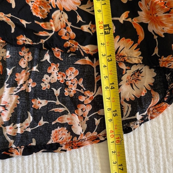 Christian Siriano Floral Blouse in Black and Orange / XS - Picture 11 of 12